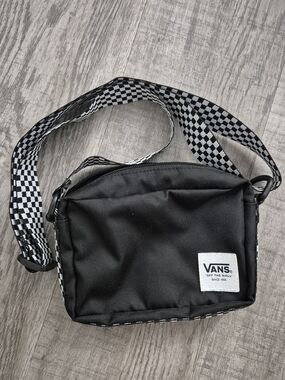 Vans Black Crossbody with Checkerboard Strap